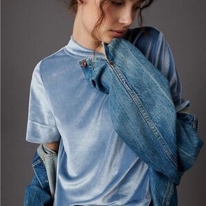By Anthropologie Krisha Velvet Top Mock Neck Blouse Women’s size S